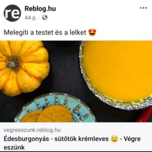 Képernyőfotó a Reblog.hu Facebook oldalán a cikkemről.