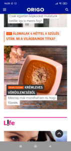 Képernyőfotó Origón a cikkemről.