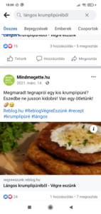 Képernyőfotó a Mindmegette.hu Facebook oldalán a cikkemről.