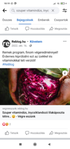Képernyőfotó a Reblog.hu Facebook oldalán a cikkemről.