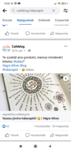 Képernyőfotó Cafeblog Facebook oldalán a cikkemről.